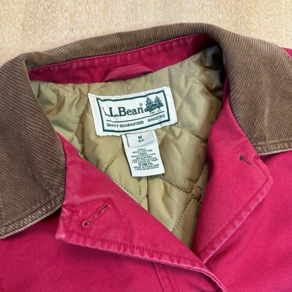 L.L. Bean Women's Raspberry Canvas Jacket with Corduroy Collar - Picture 2 of 15
